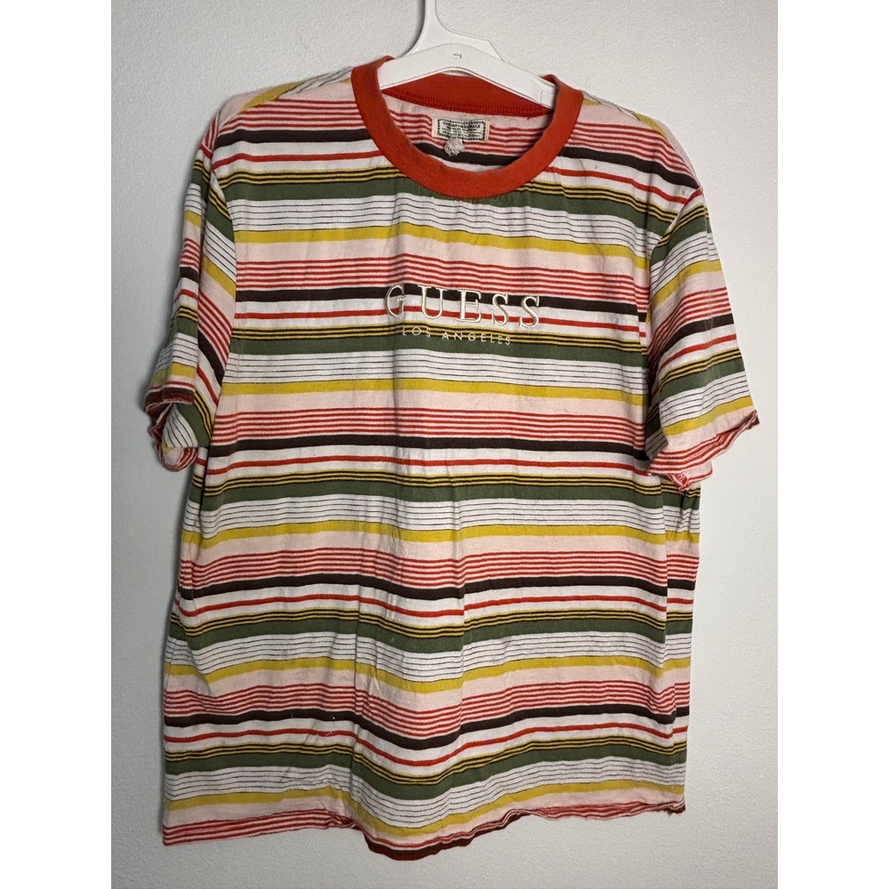 Guess Originals Los Angeles Striped T-Shirt Mens XL Multi Color